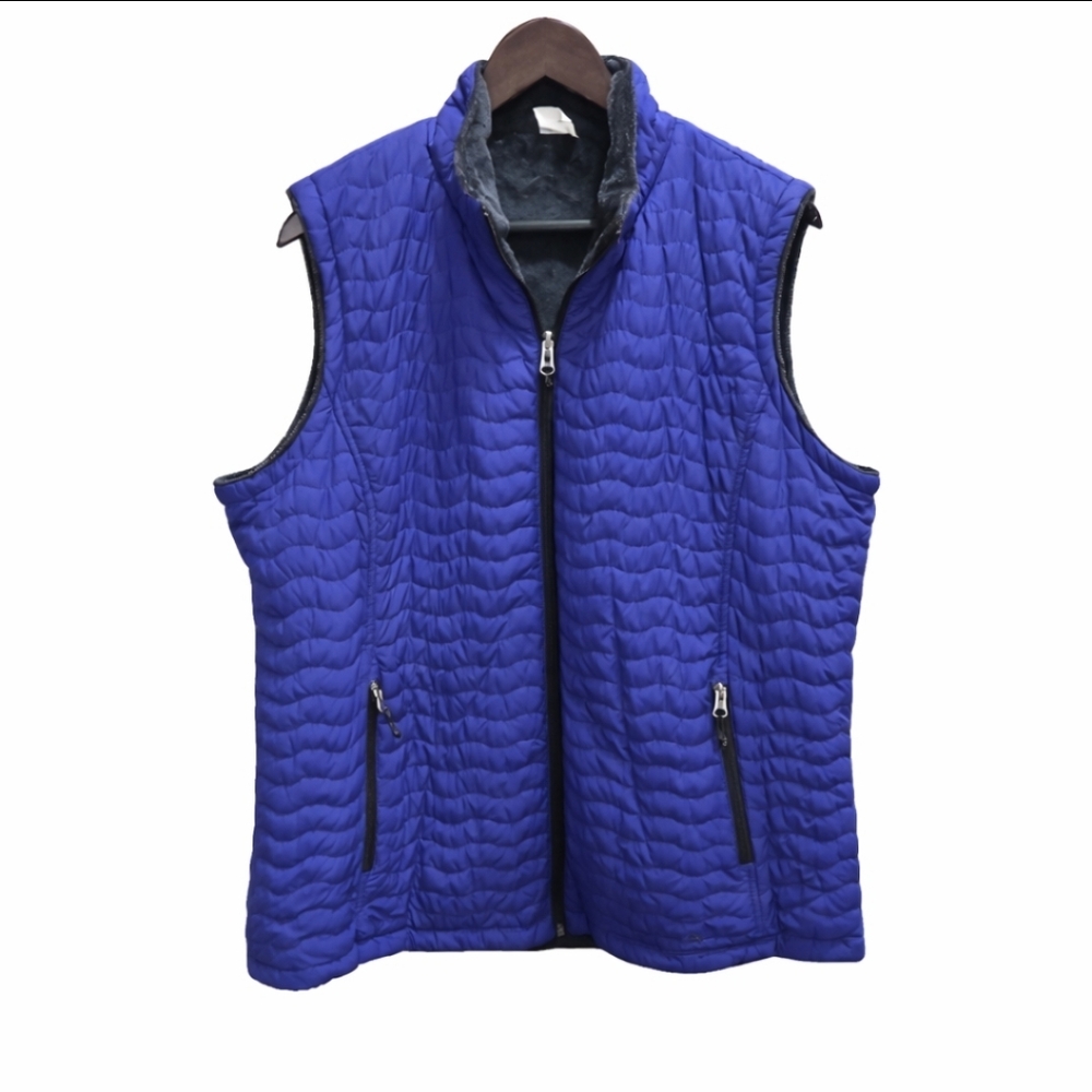 Free Country Purple Gray Reversible Quilted Fleece Vest Sz XL - Picture 1 of 9